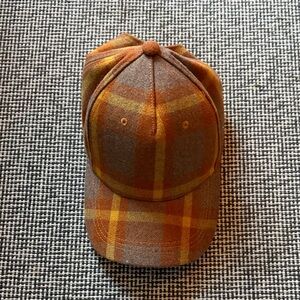 Plaid Orange and Brown Trucker Adjustable Hat